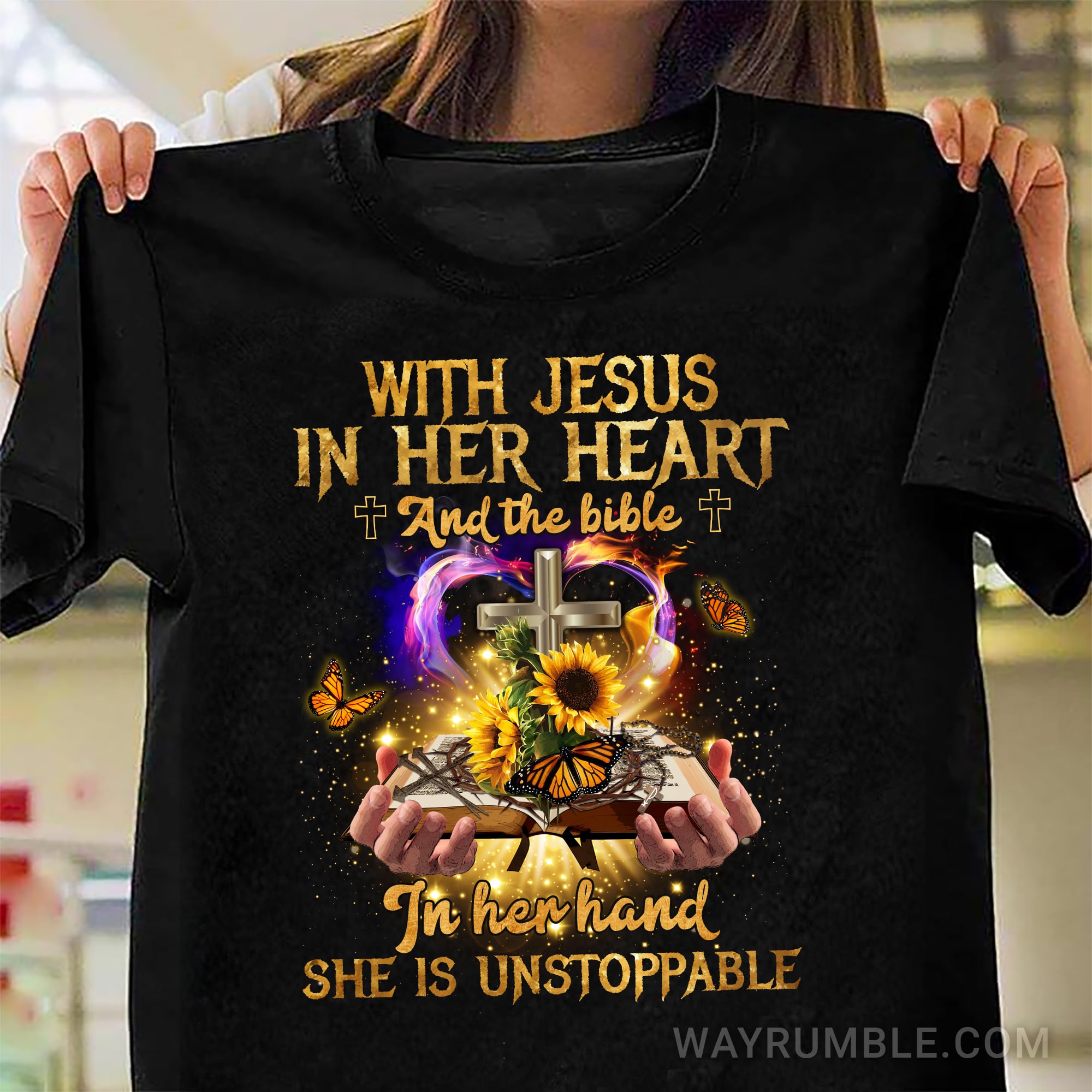 With Jesus in her heart, She is unstoppable – Jesus T Shirt