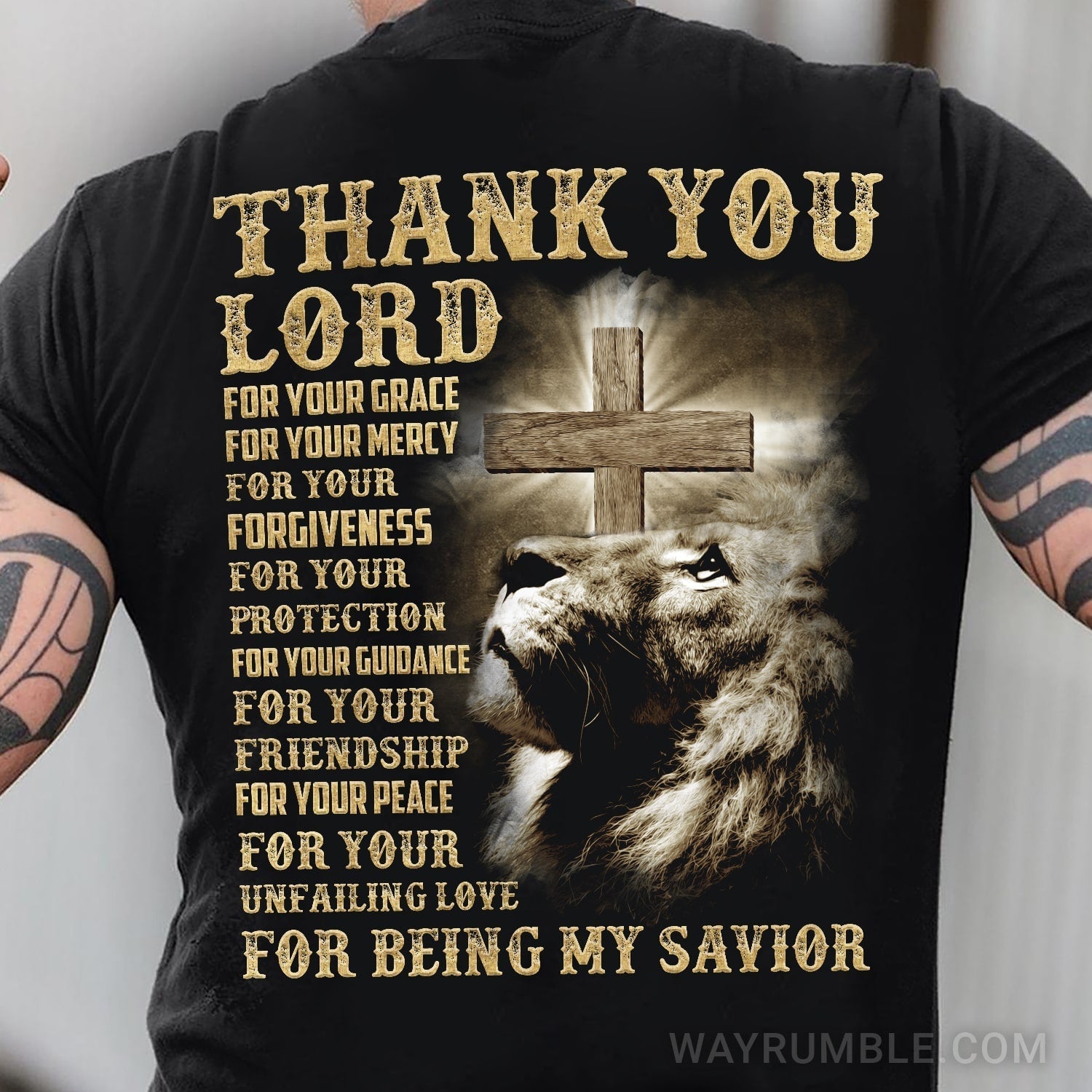Jesus, Lion of Judah, Thank you Lord for being my savior Back-printed T Shirt