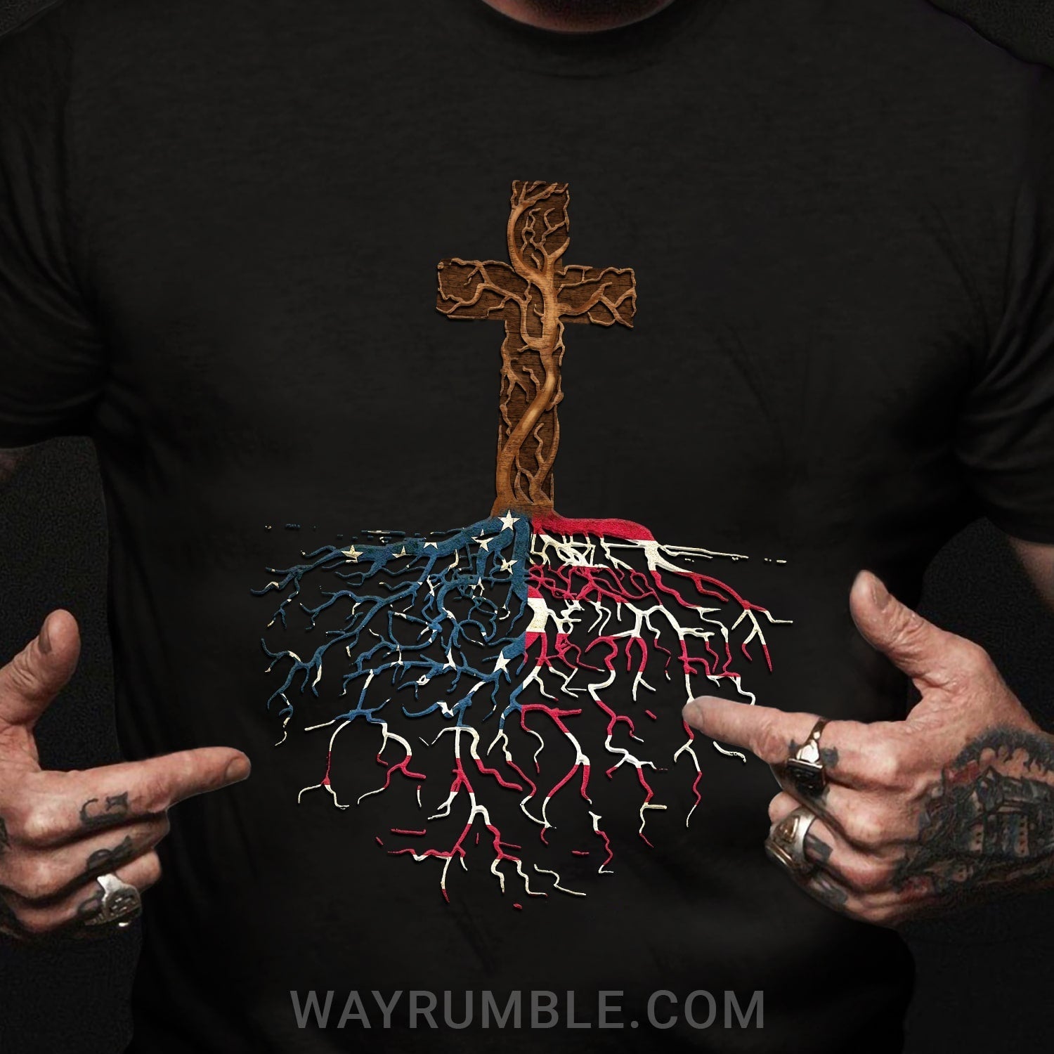 The cross and US Flag – Jesus T Shirt