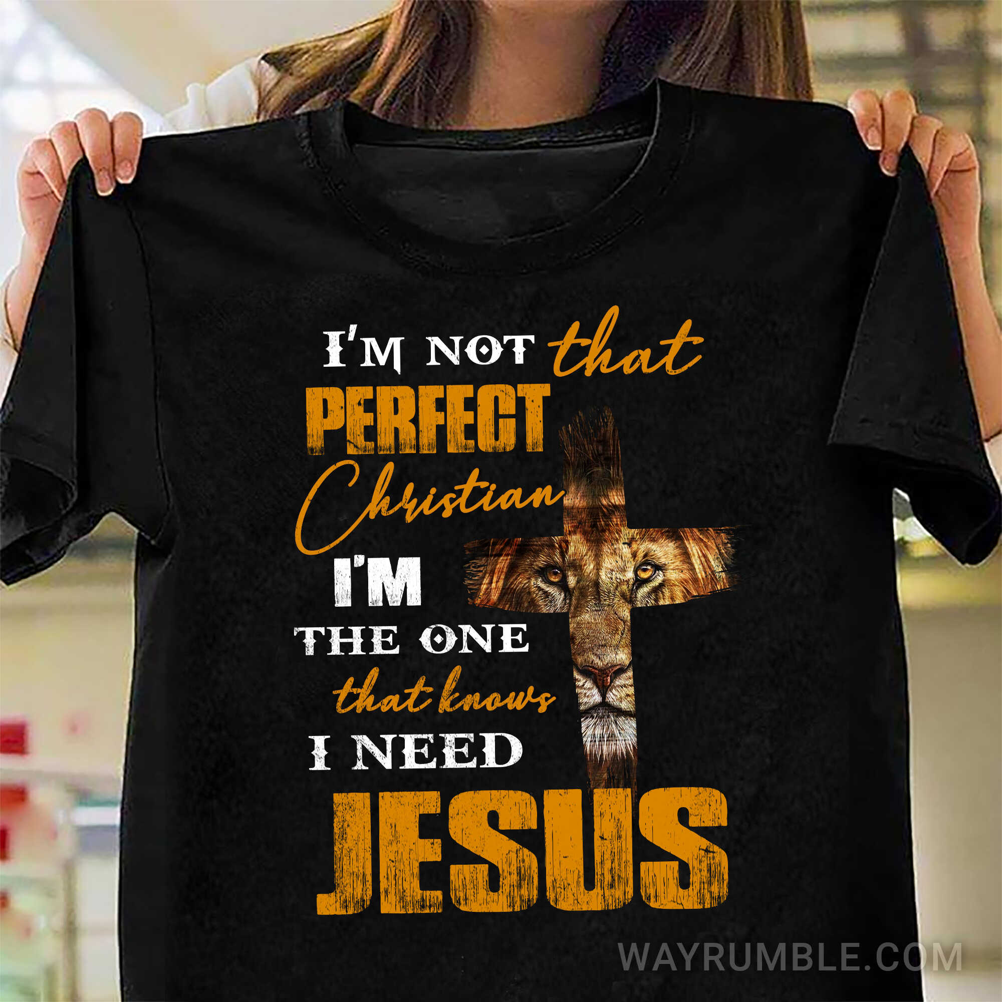 Lion of Judah and the Cross, I’m not that perfect Christian – Jesus T Shirt