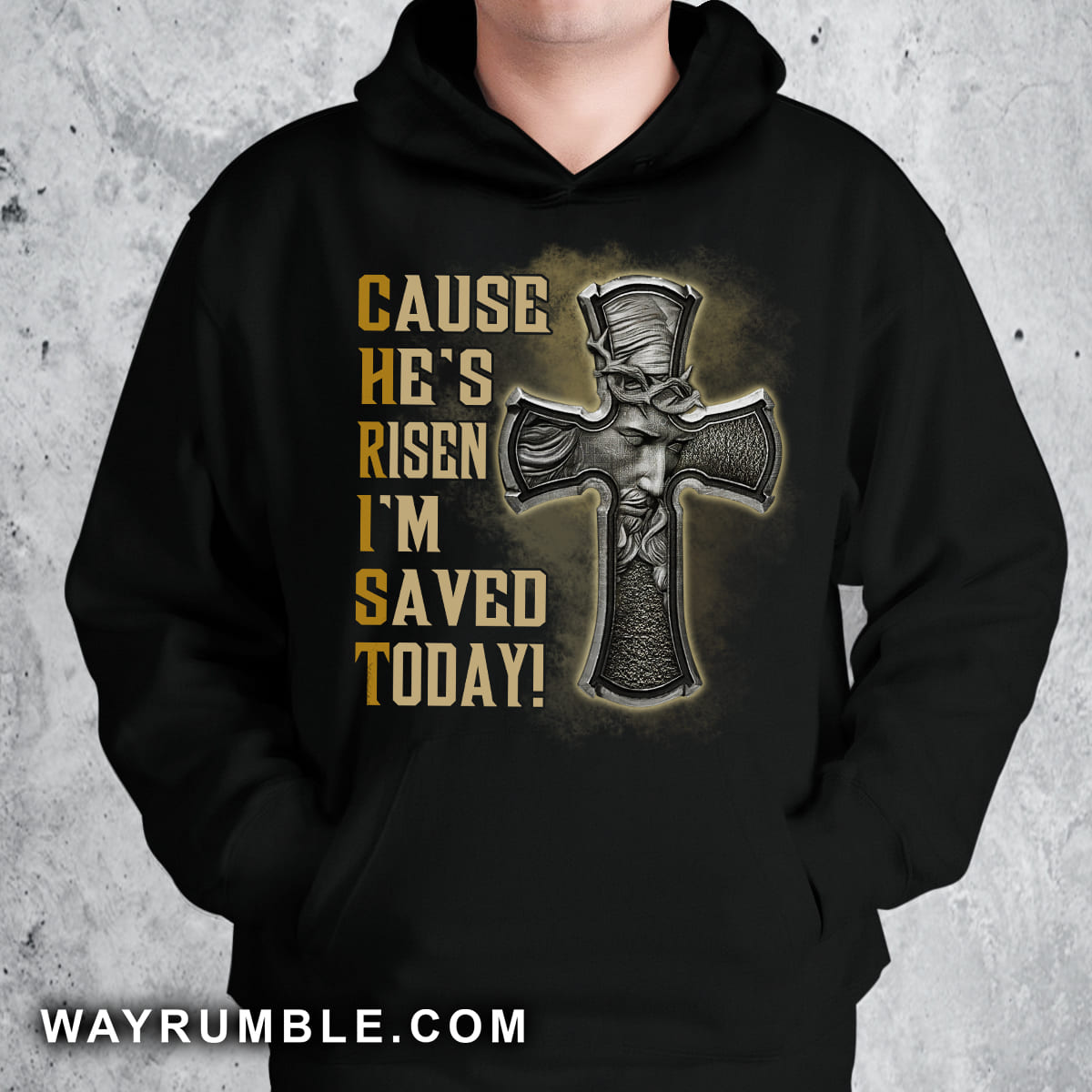 Jesus symbol, Black cross, Cause he’s risen I’m saved today – Jesus T Shirt