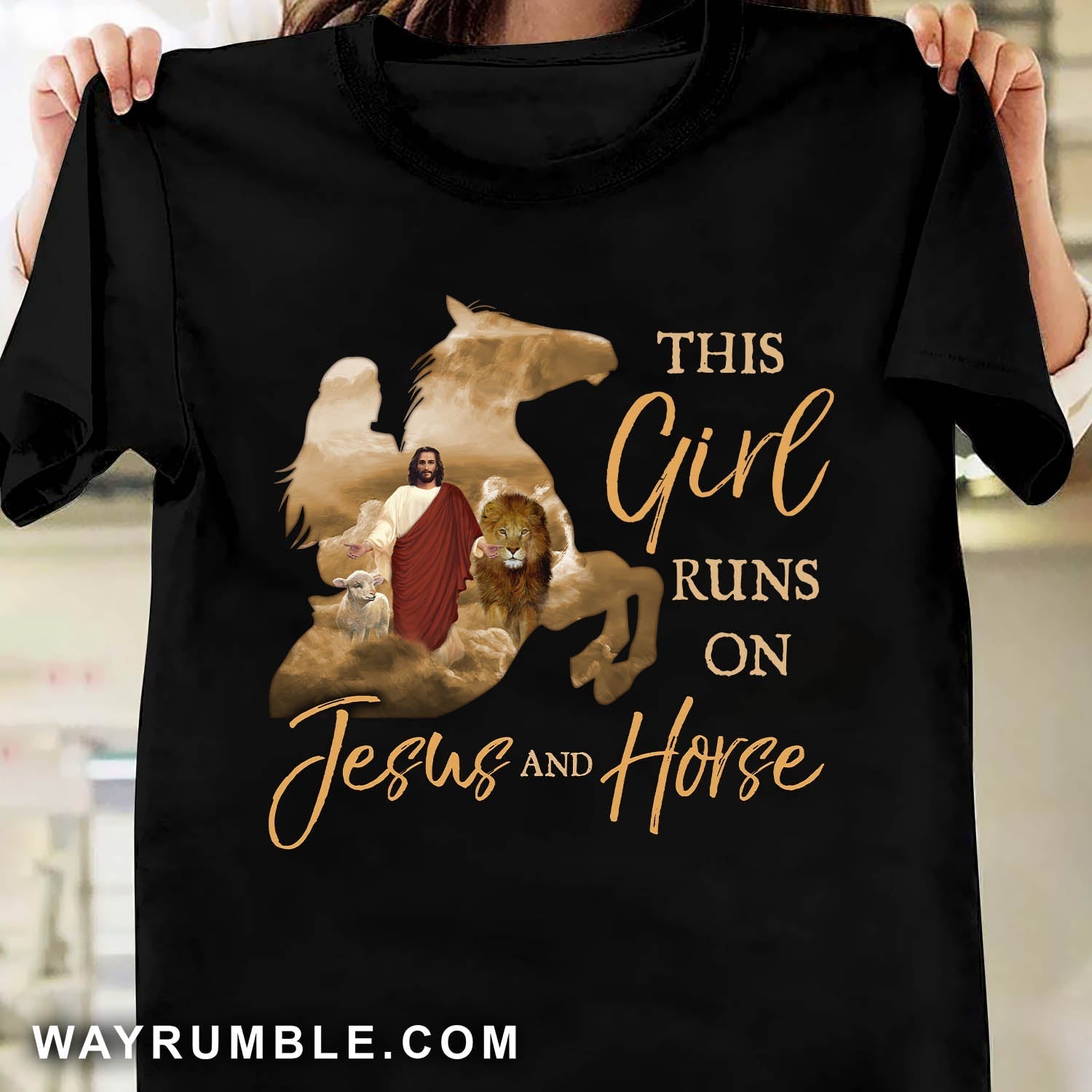 Jesus walking, Lion king, Animal pattern, This girl runs on Jesus and horse – Jesus T Shirt