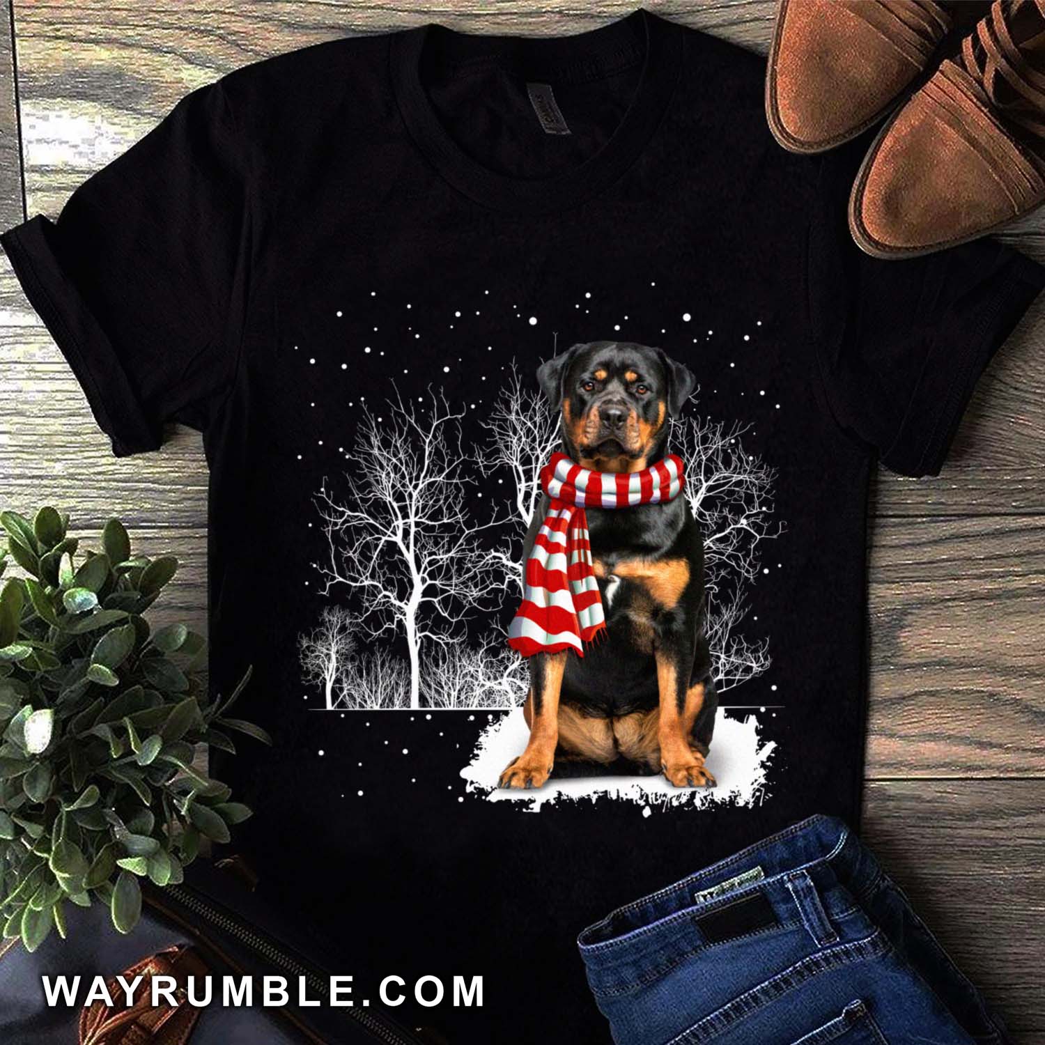 Rottweiler in winter night T Shirt